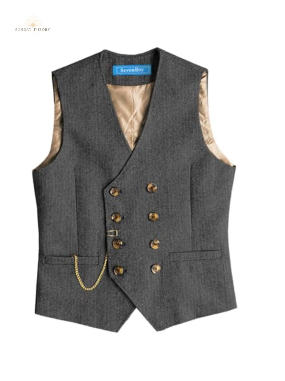 Men's Wool Blend Herringbone Suit Vest Regular Fit Waistcoat Wedding Party